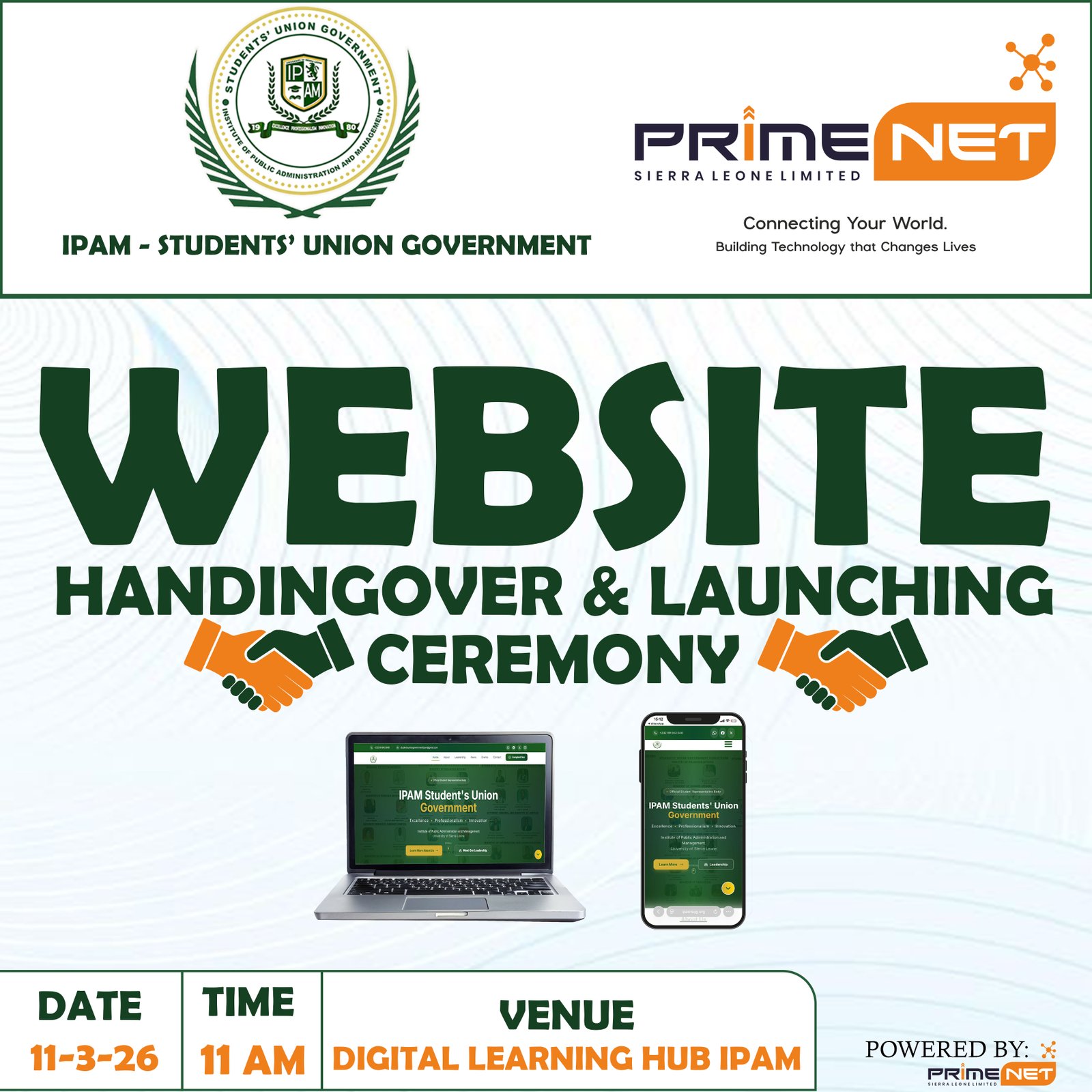 Official handingover and launching of the IPAM Students’ Union website