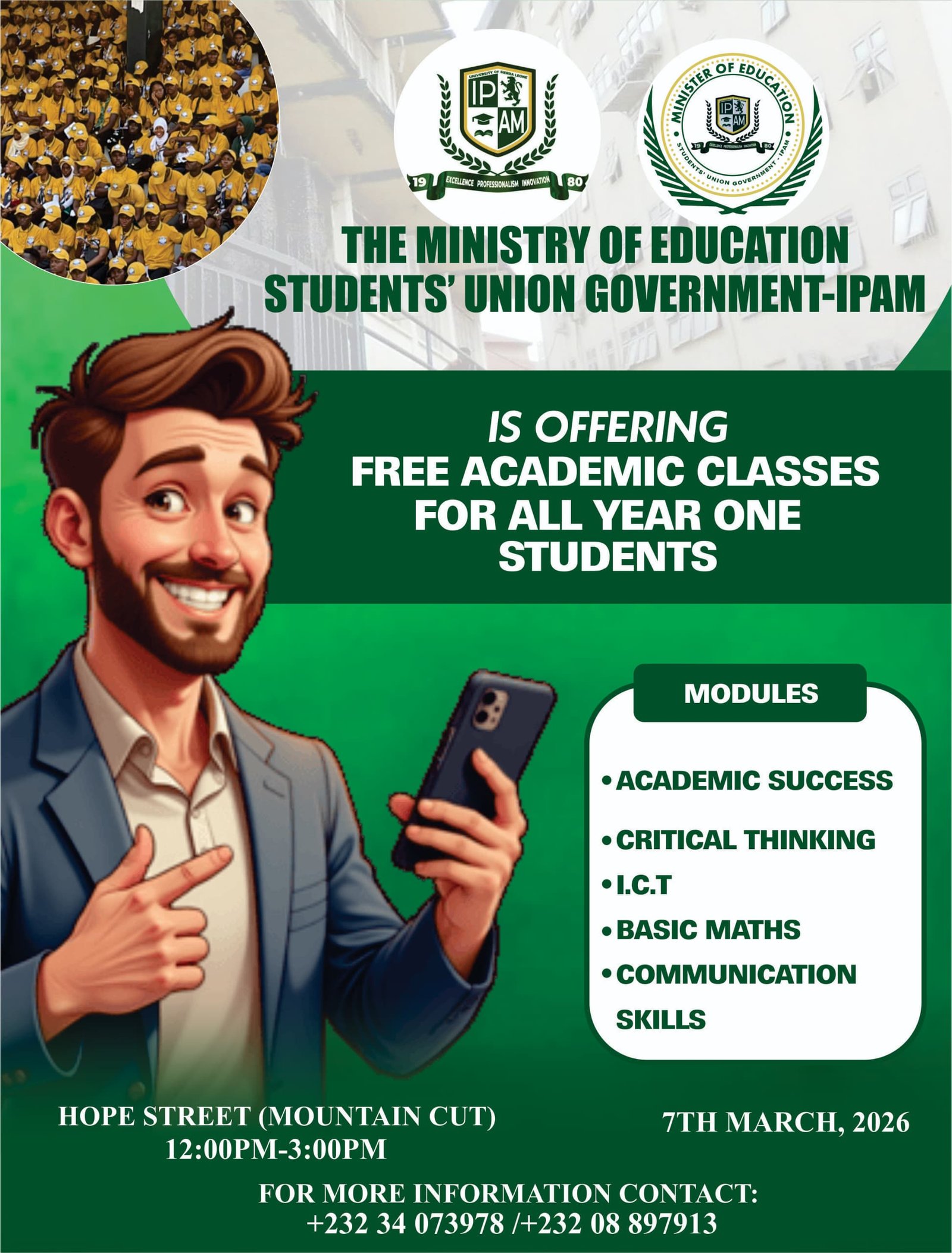 FREE ACADEMIC SUPPORT CLASSES FOR IPAM STUDENTS