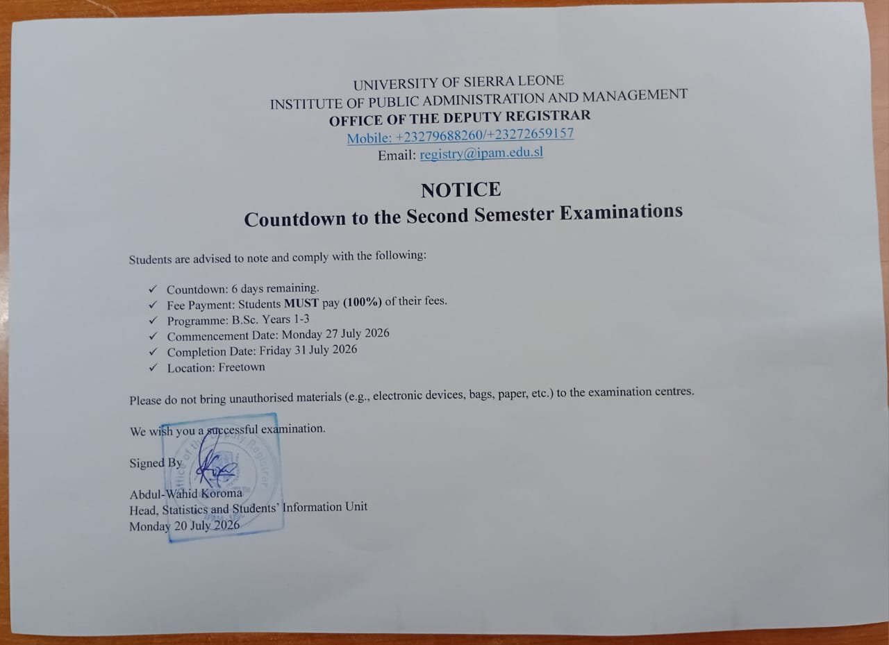 IPAM Reminds Students of Examination Requirements and Dates